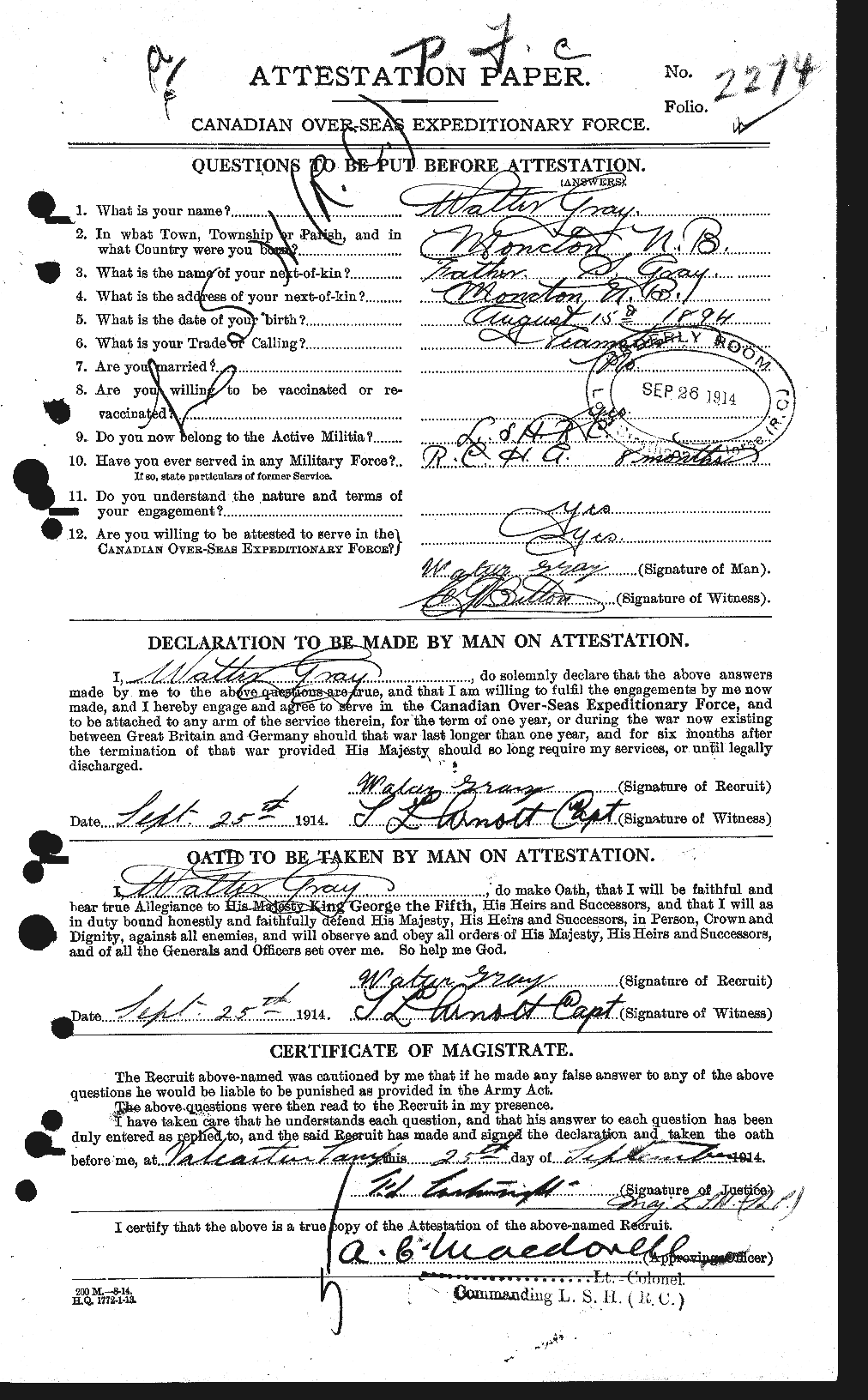 Personnel Records of the First World War - CEF 361740a
