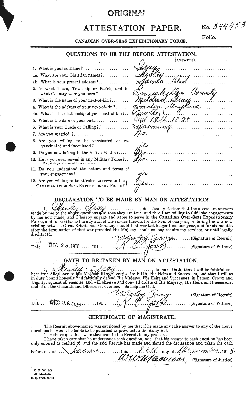 Personnel Records of the First World War - CEF 361755a