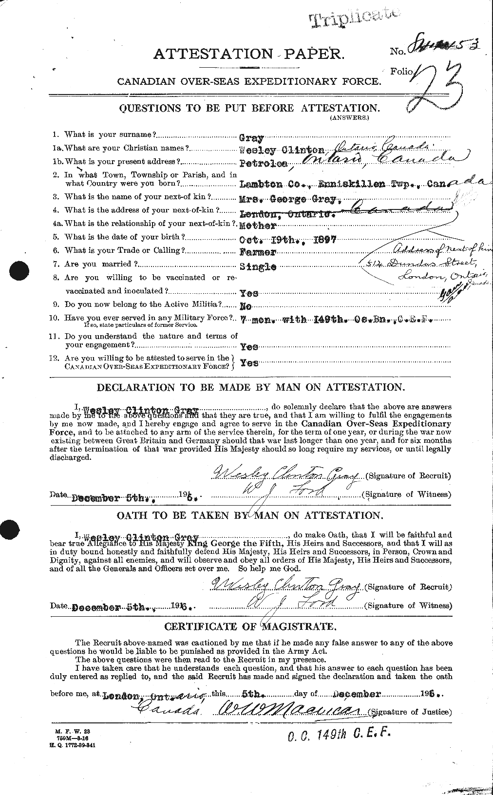 Personnel Records of the First World War - CEF 361756a