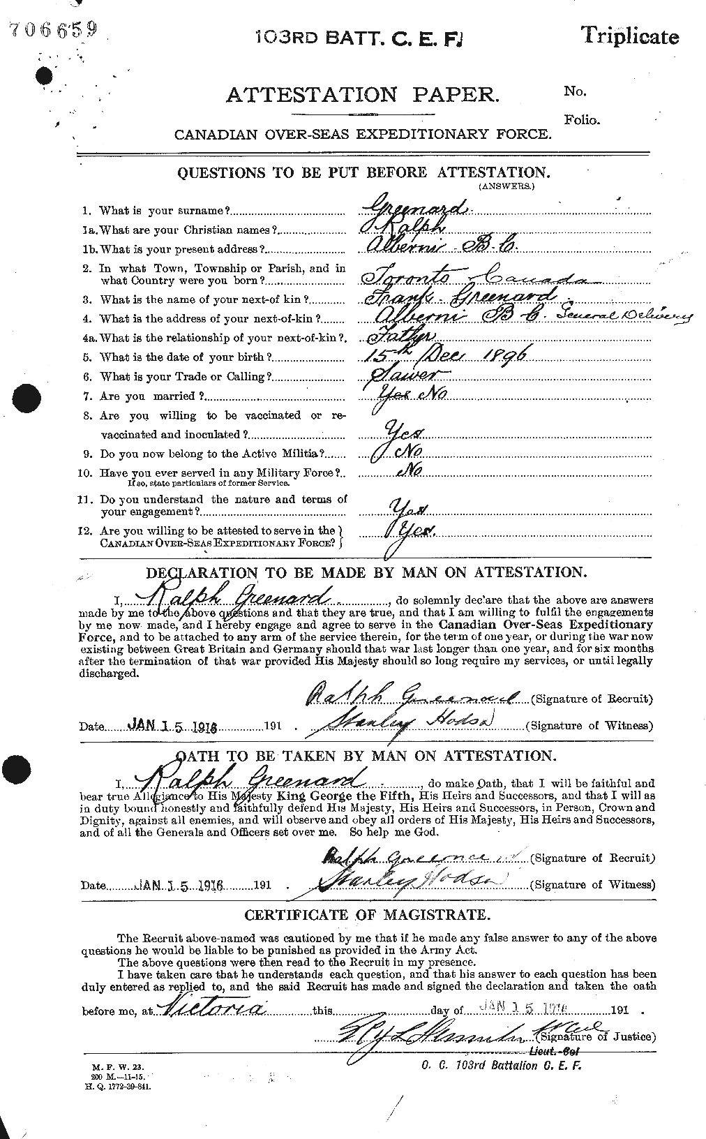 Personnel Records of the First World War - CEF 362303a