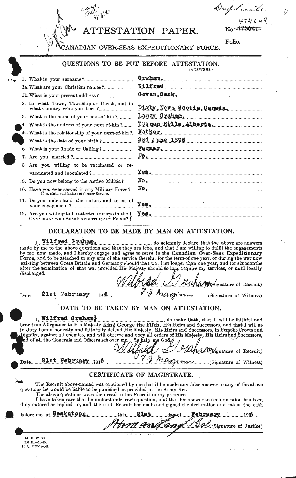 Personnel Records of the First World War - CEF 362671a