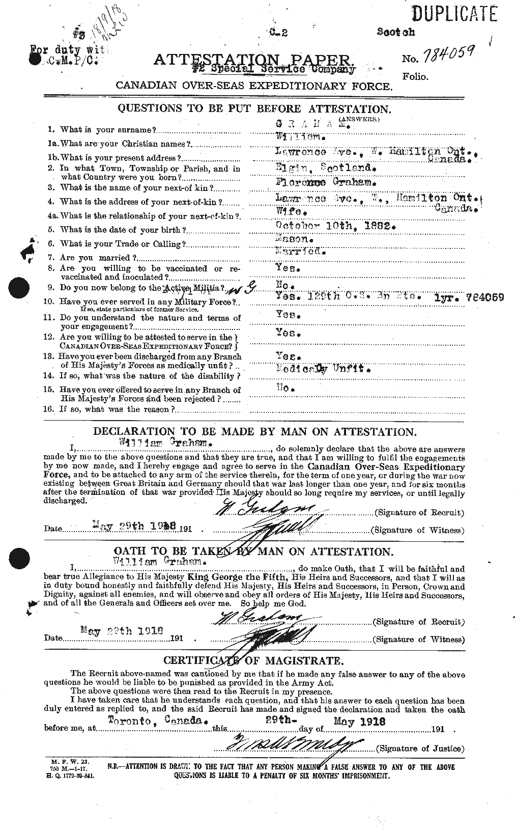 Personnel Records of the First World War - CEF 362699a