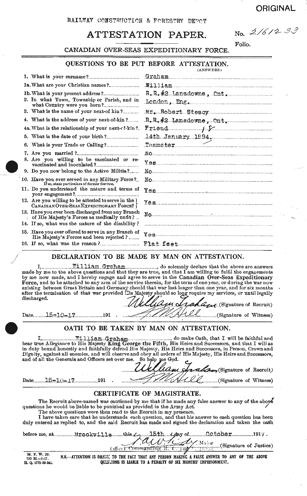 Personnel Records of the First World War - CEF 362709a