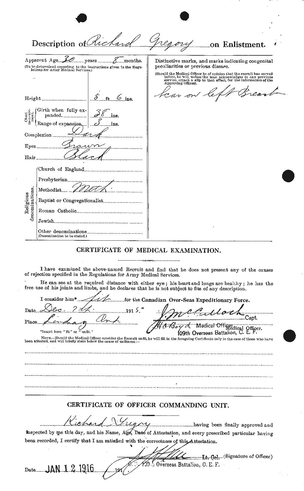 Dossiers du Personnel de la Première Guerre mondiale - CEC 363019b