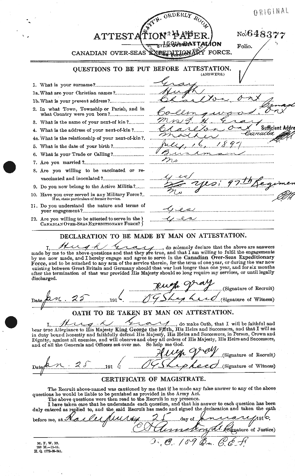 Personnel Records of the First World War - CEF 363254a