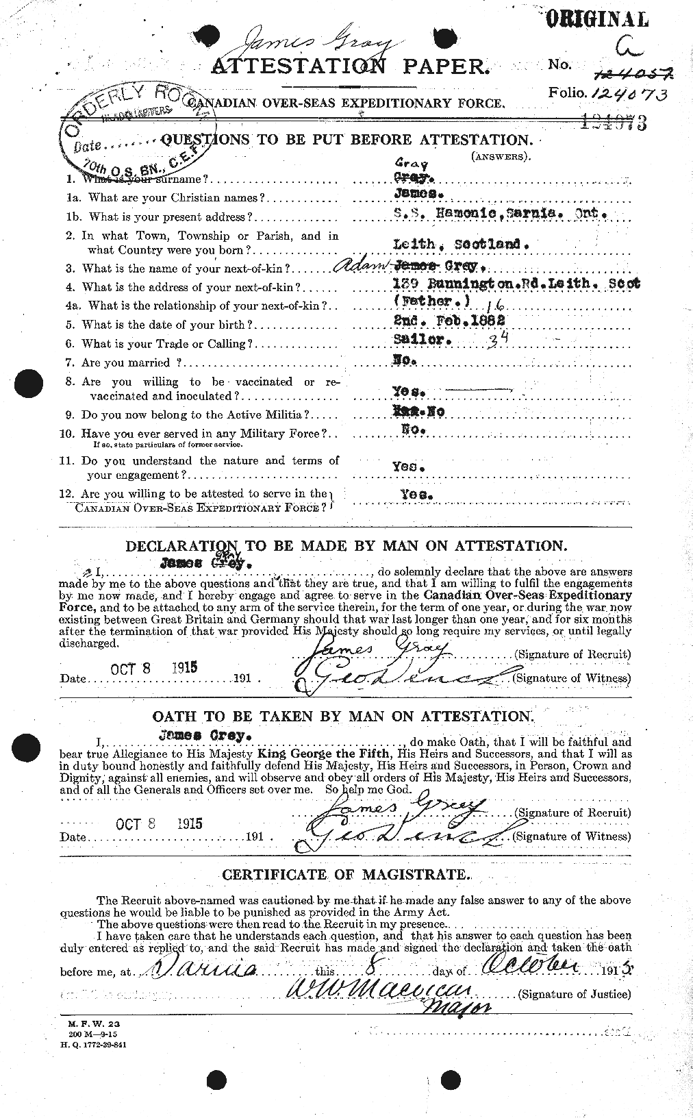 Personnel Records of the First World War - CEF 363281a