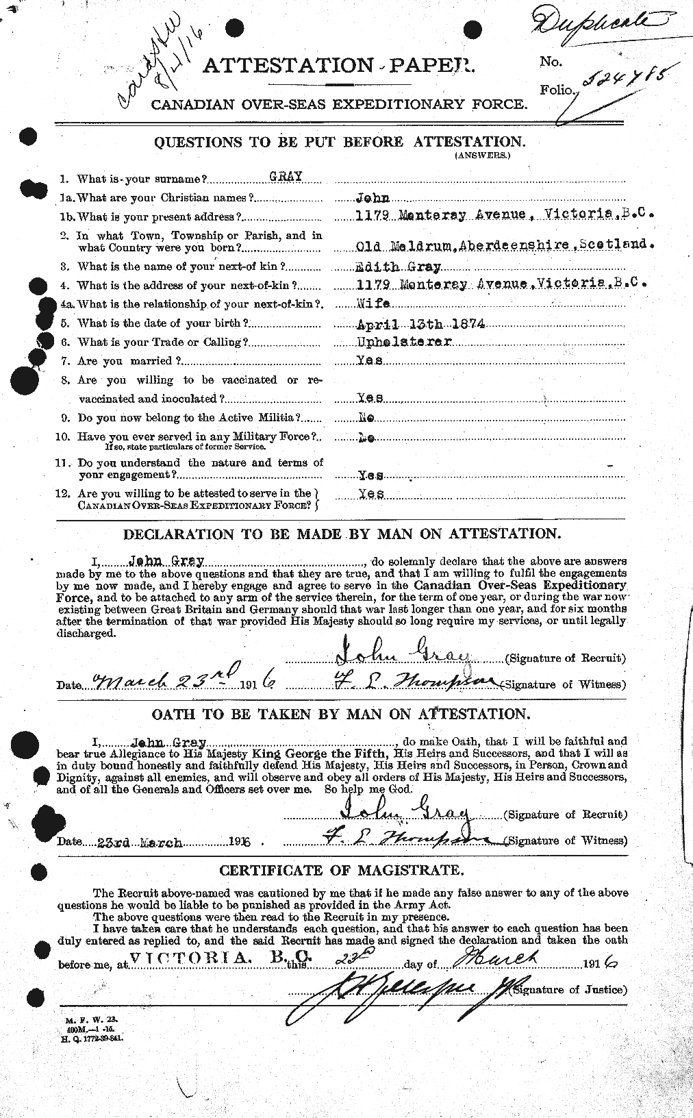 Personnel Records of the First World War - CEF 363341a