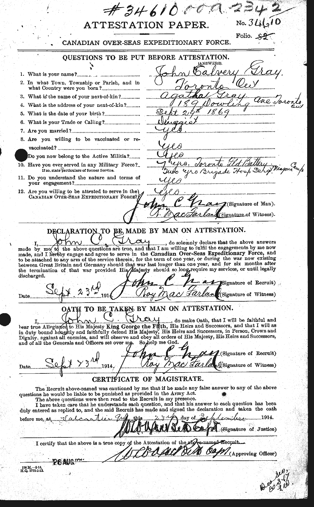 Personnel Records of the First World War - CEF 363359a
