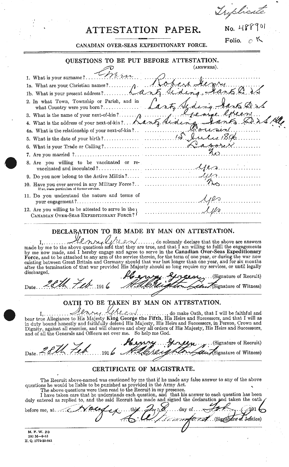 Personnel Records of the First World War - CEF 363651a