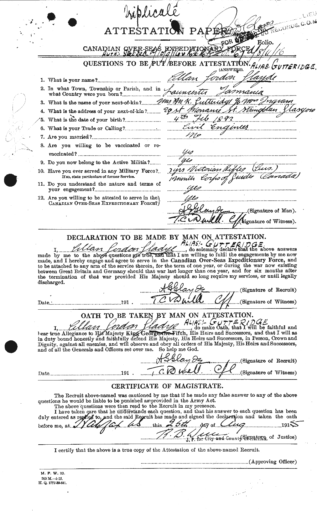 Personnel Records of the First World War - CEF 364753a
