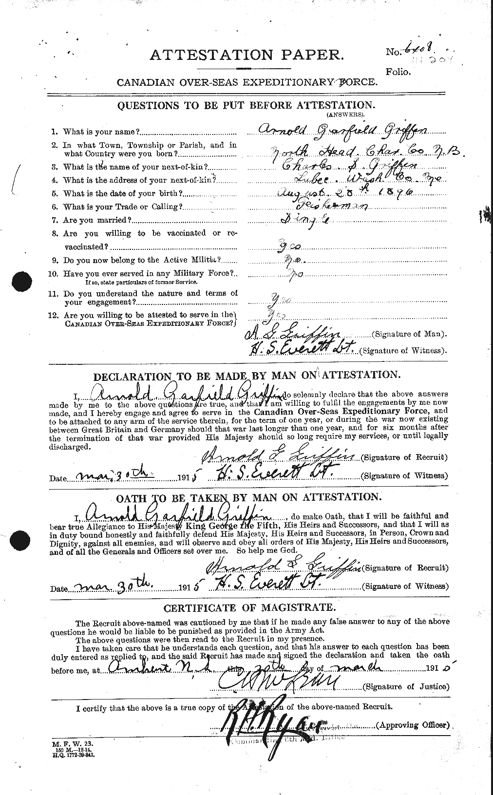 Personnel Records of the First World War - CEF 364948a