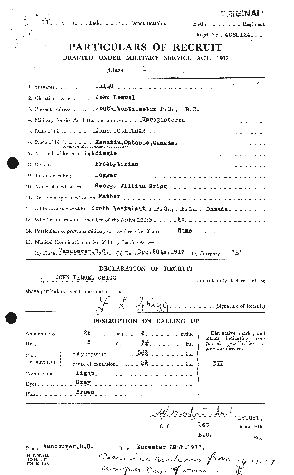 Personnel Records of the First World War - CEF 365878a