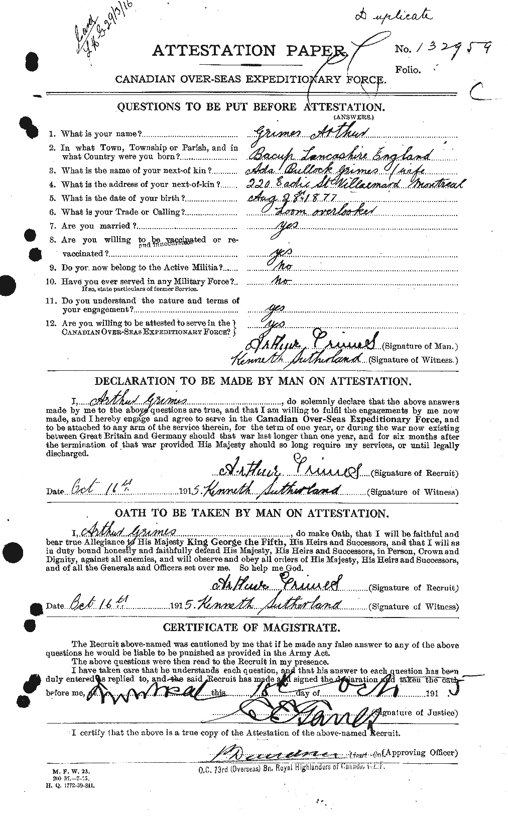 Personnel Records of the First World War - CEF 366009a