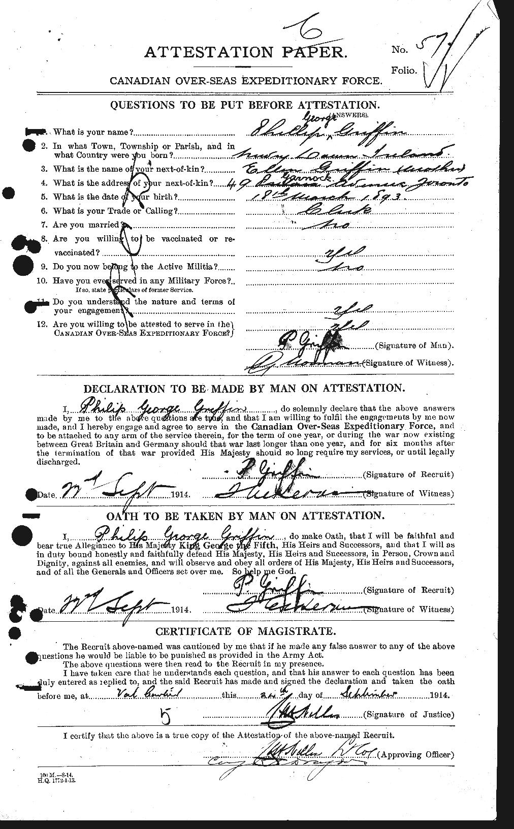 Personnel Records of the First World War - CEF 366395a