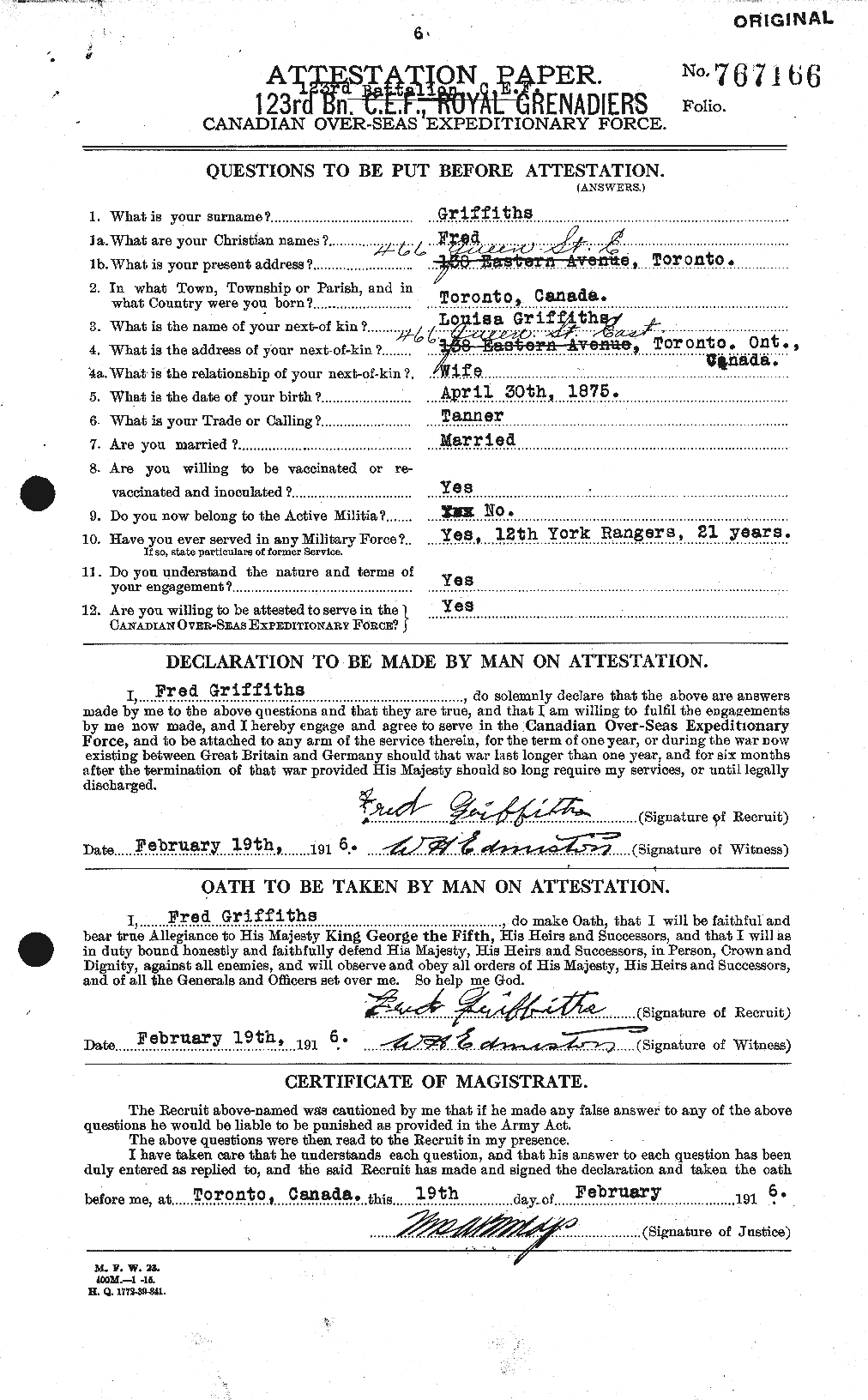 Personnel Records of the First World War - CEF 366673a
