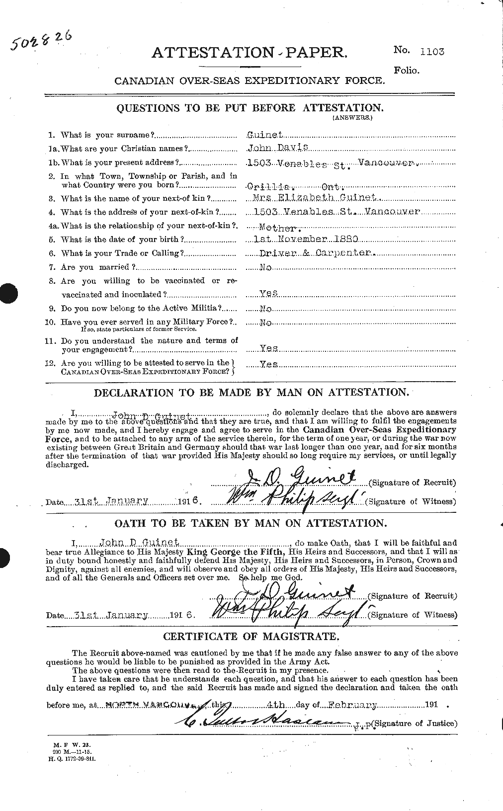 Personnel Records of the First World War - CEF 367798a