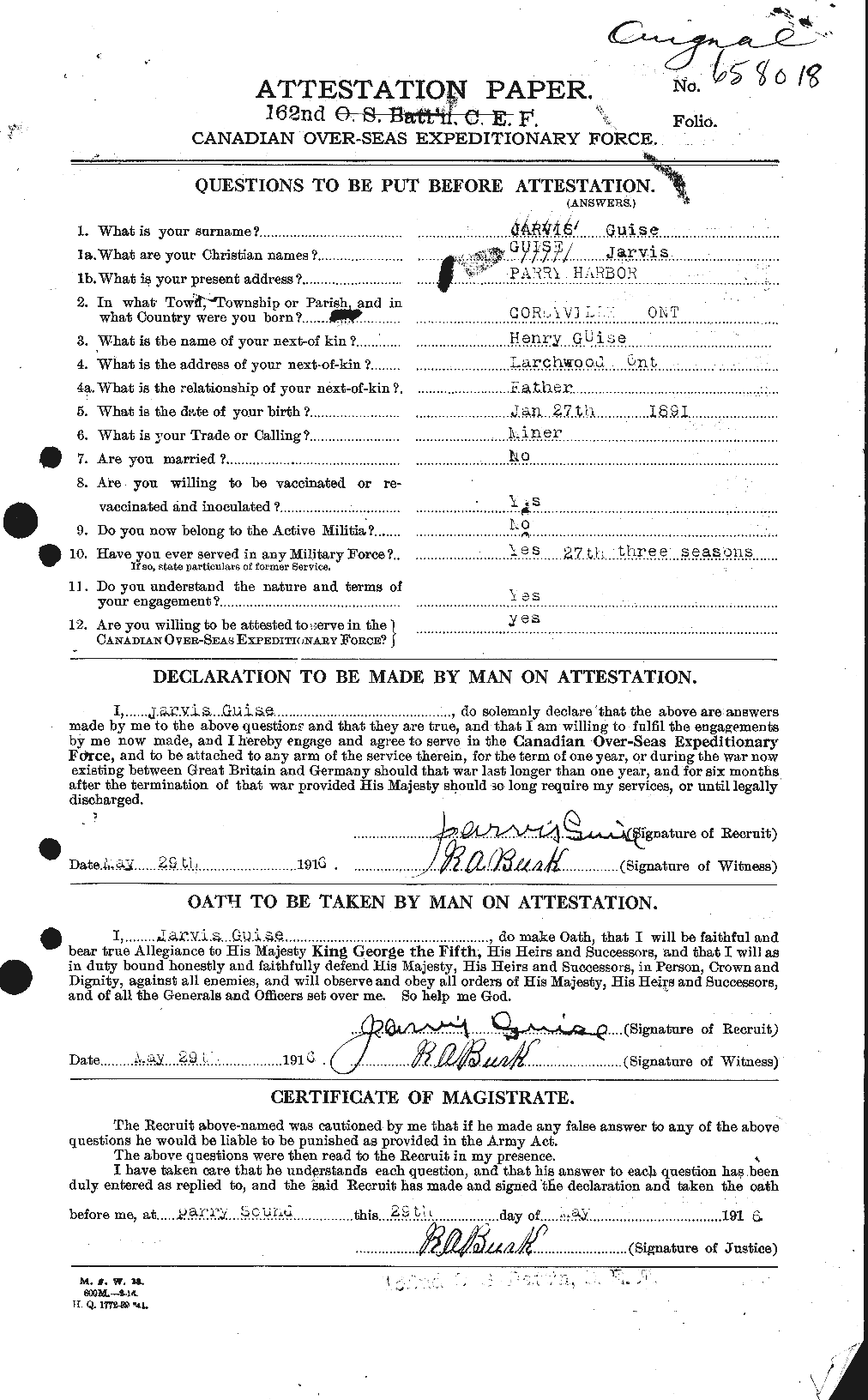 Personnel Records of the First World War - CEF 367816a