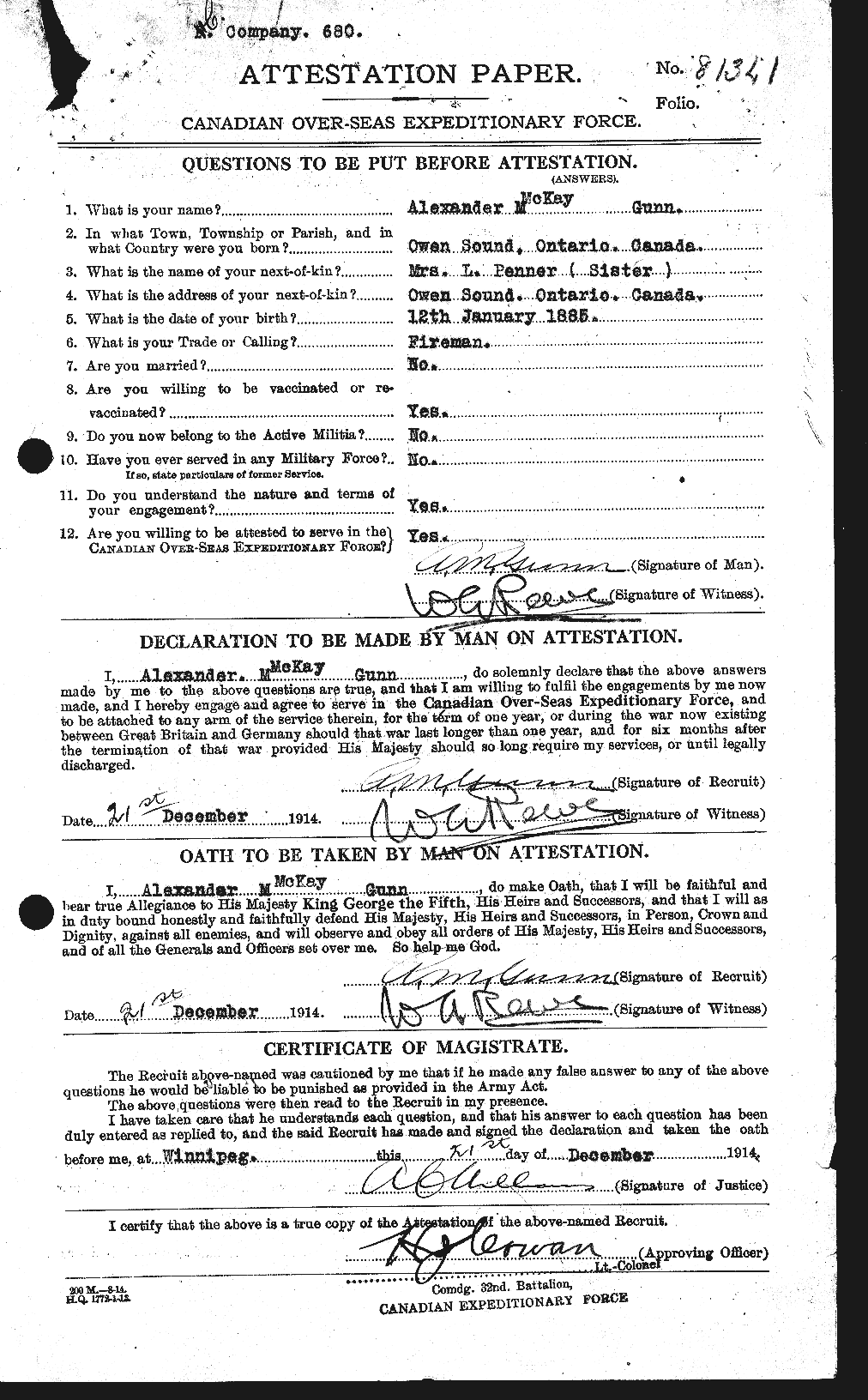 Personnel Records of the First World War - CEF 367991a