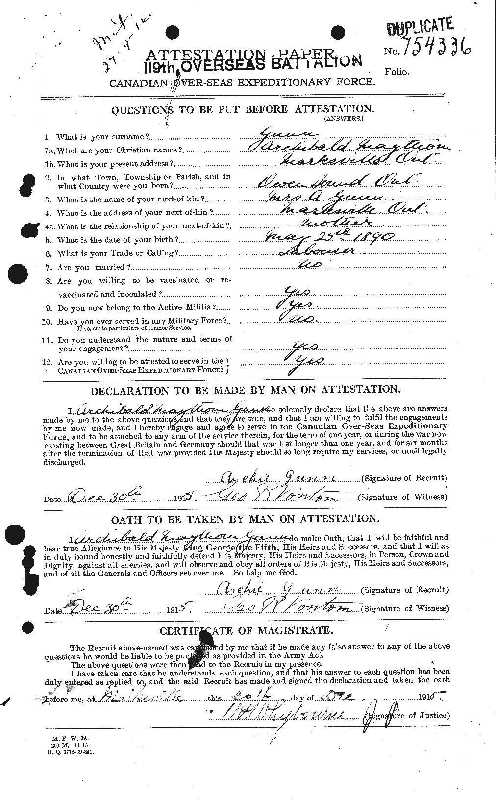 Personnel Records of the First World War - CEF 367999a