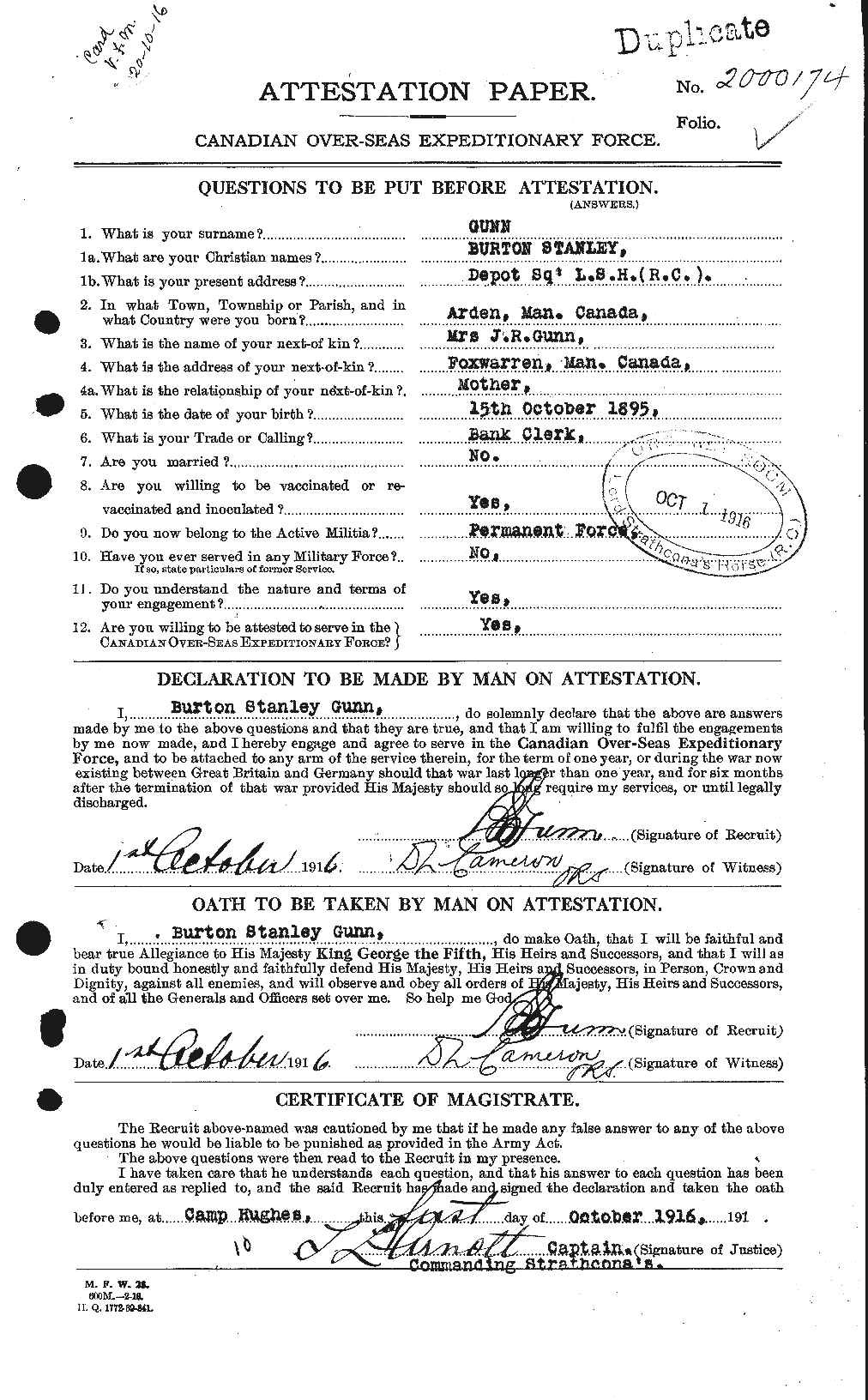 Personnel Records of the First World War - CEF 368007a