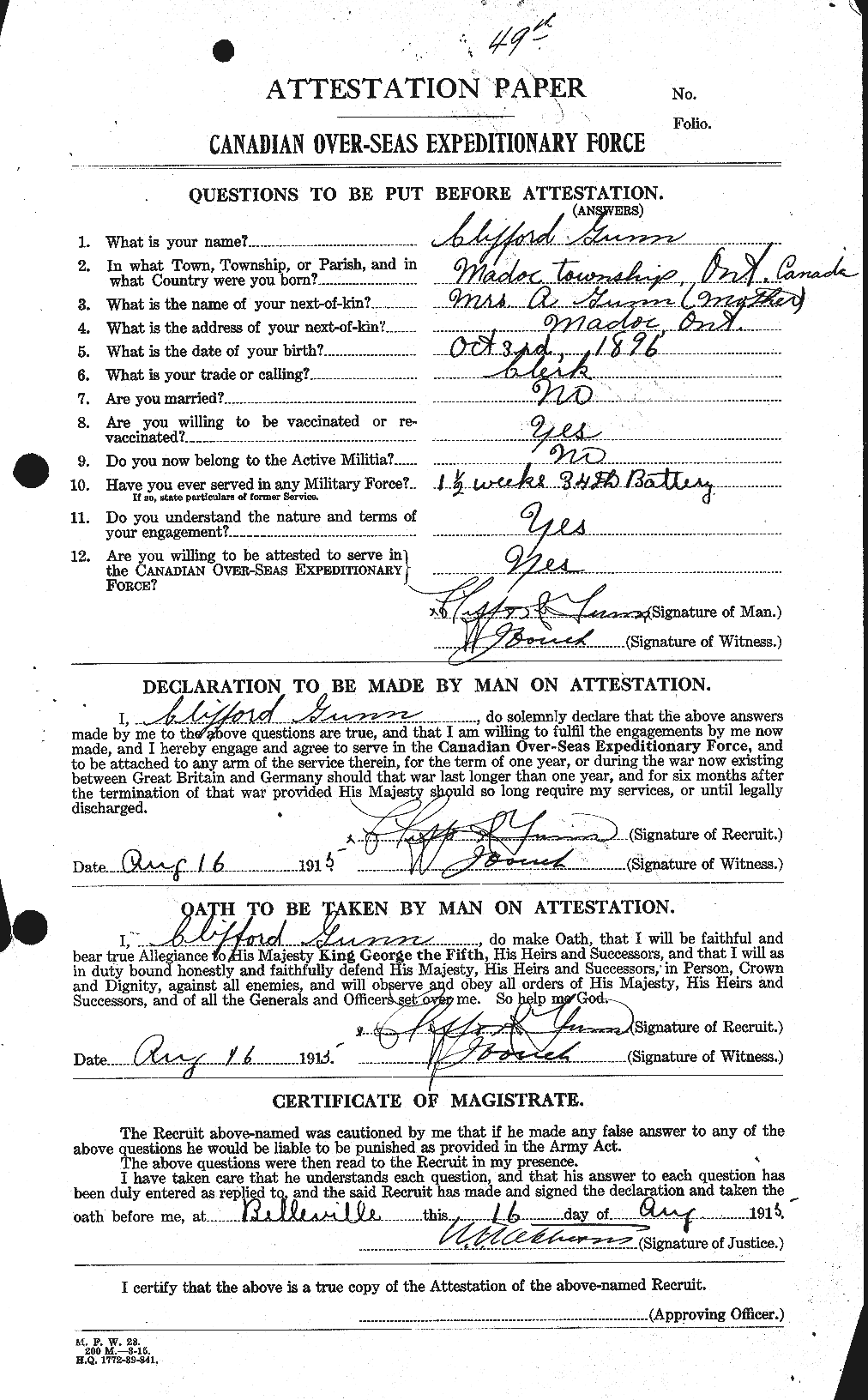 Personnel Records of the First World War - CEF 368011a