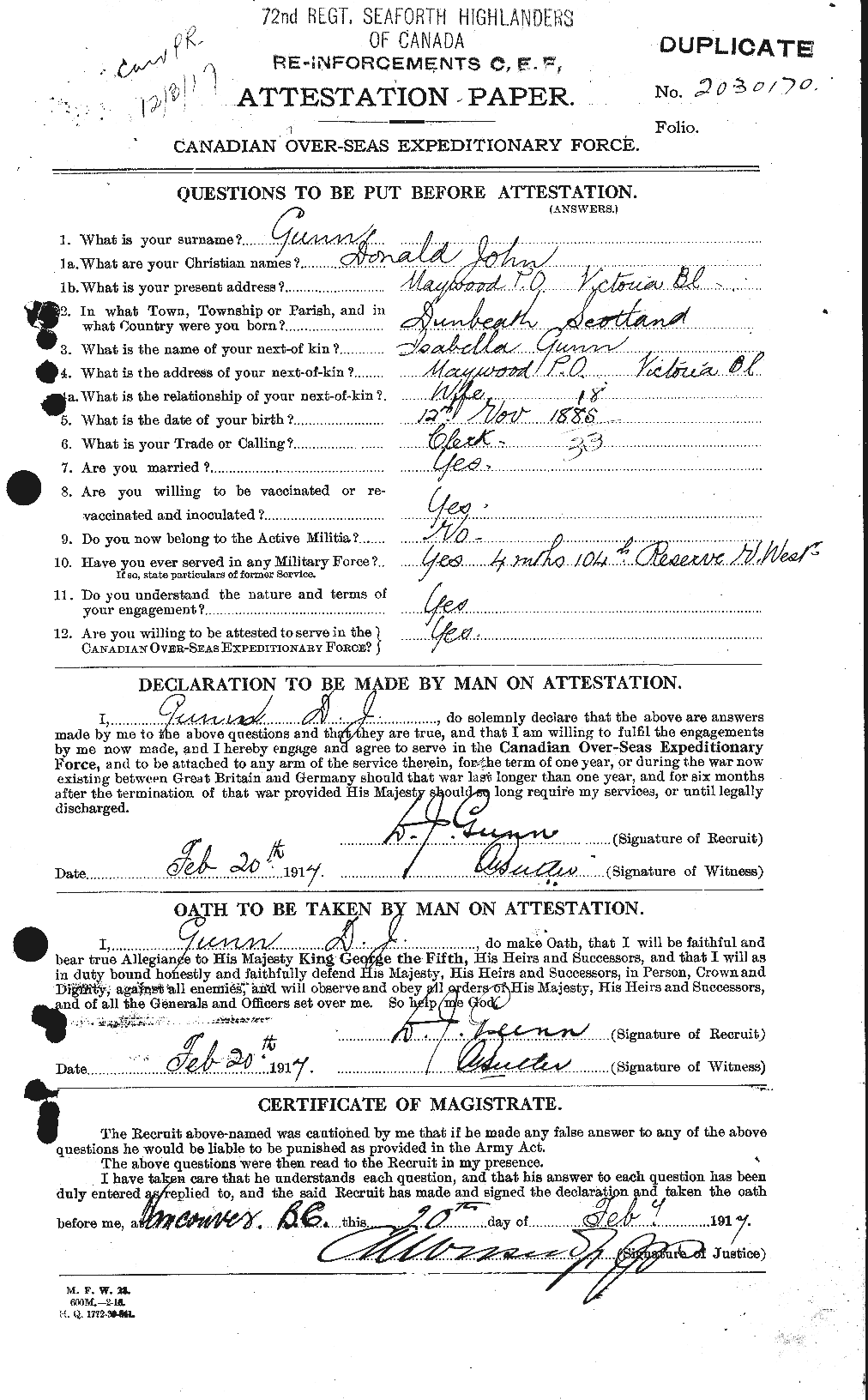 Personnel Records of the First World War - CEF 368033a