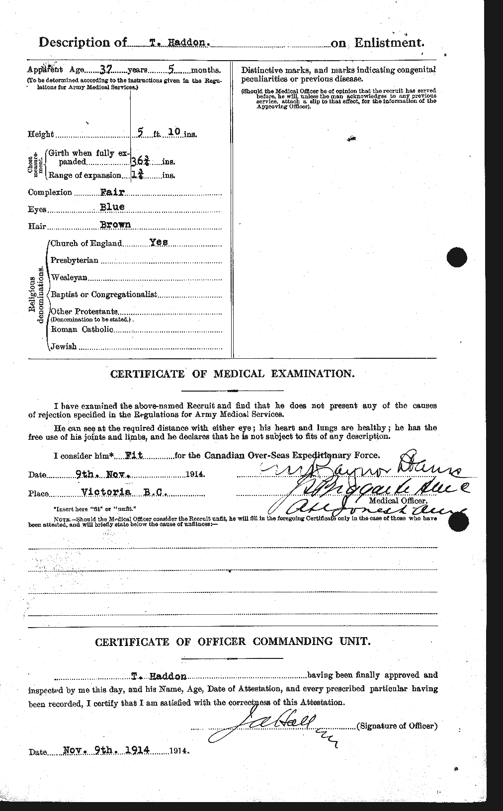 Dossiers du Personnel de la Première Guerre mondiale - CEC 368767b