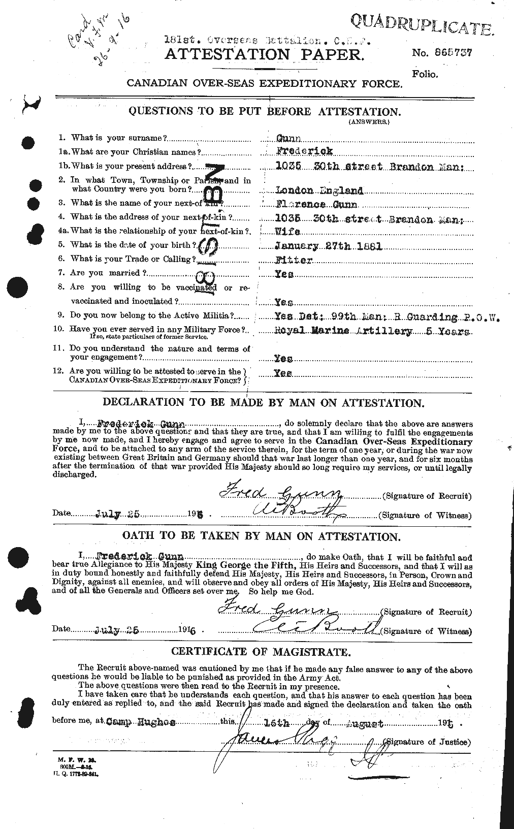 Personnel Records of the First World War - CEF 369234a