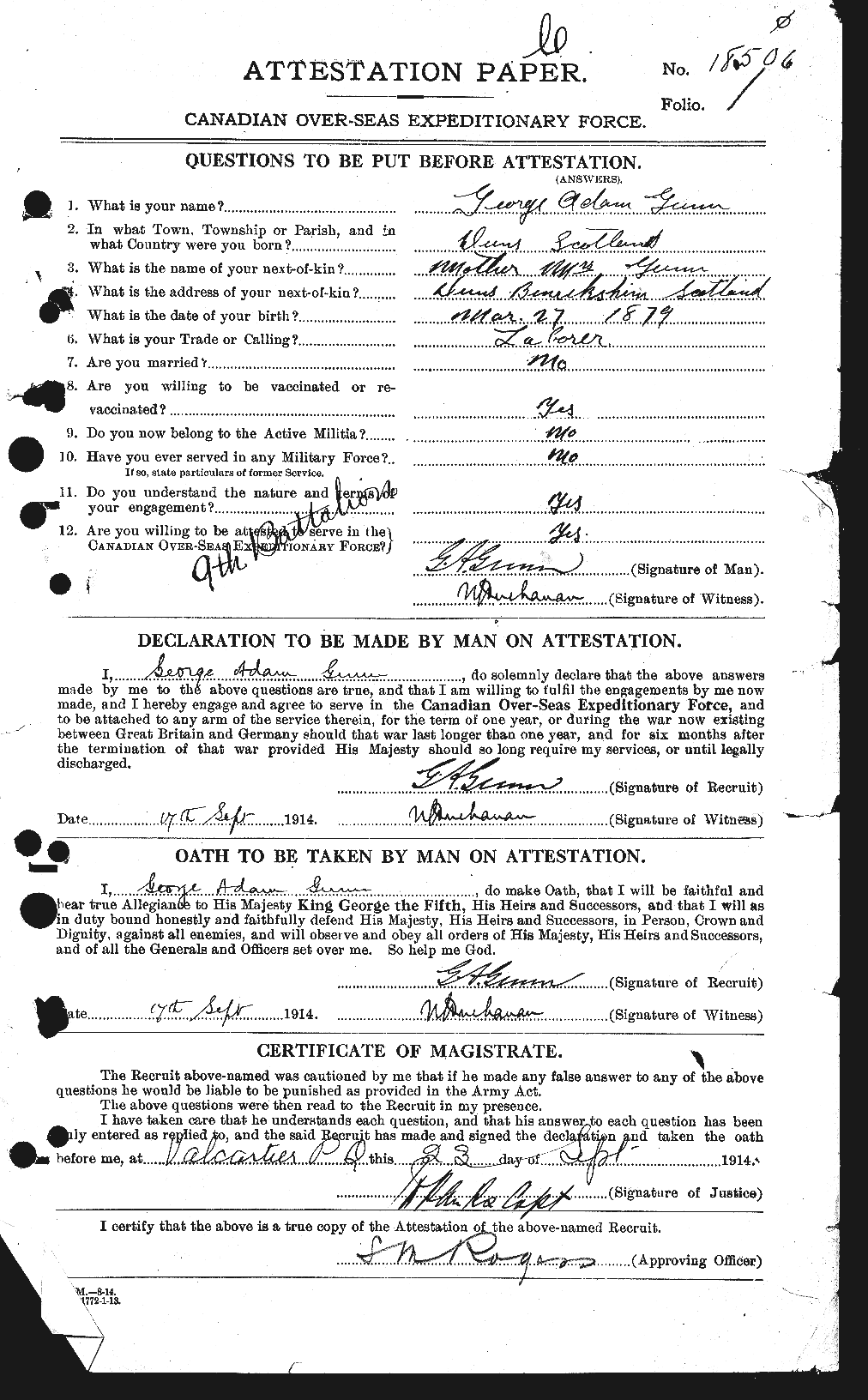 Personnel Records of the First World War - CEF 369238a