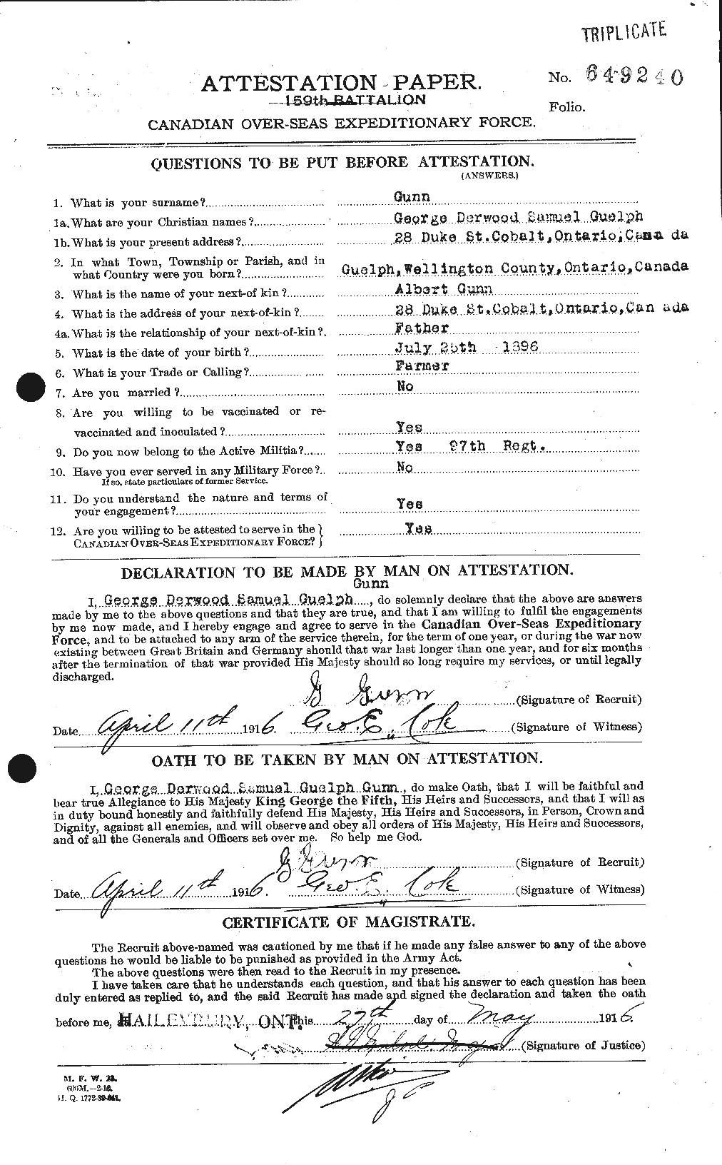 Personnel Records of the First World War - CEF 369240a
