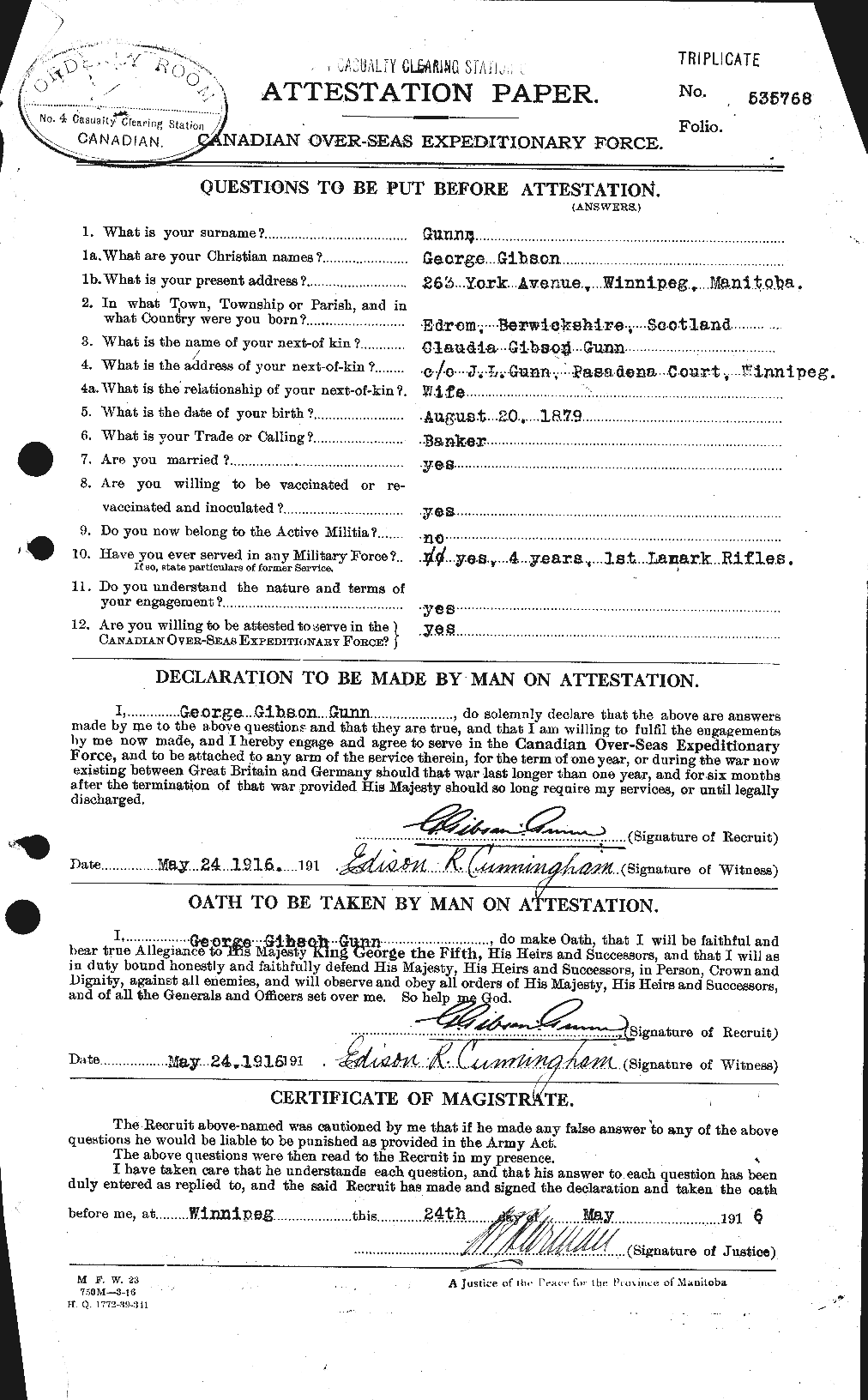 Personnel Records of the First World War - CEF 369243a