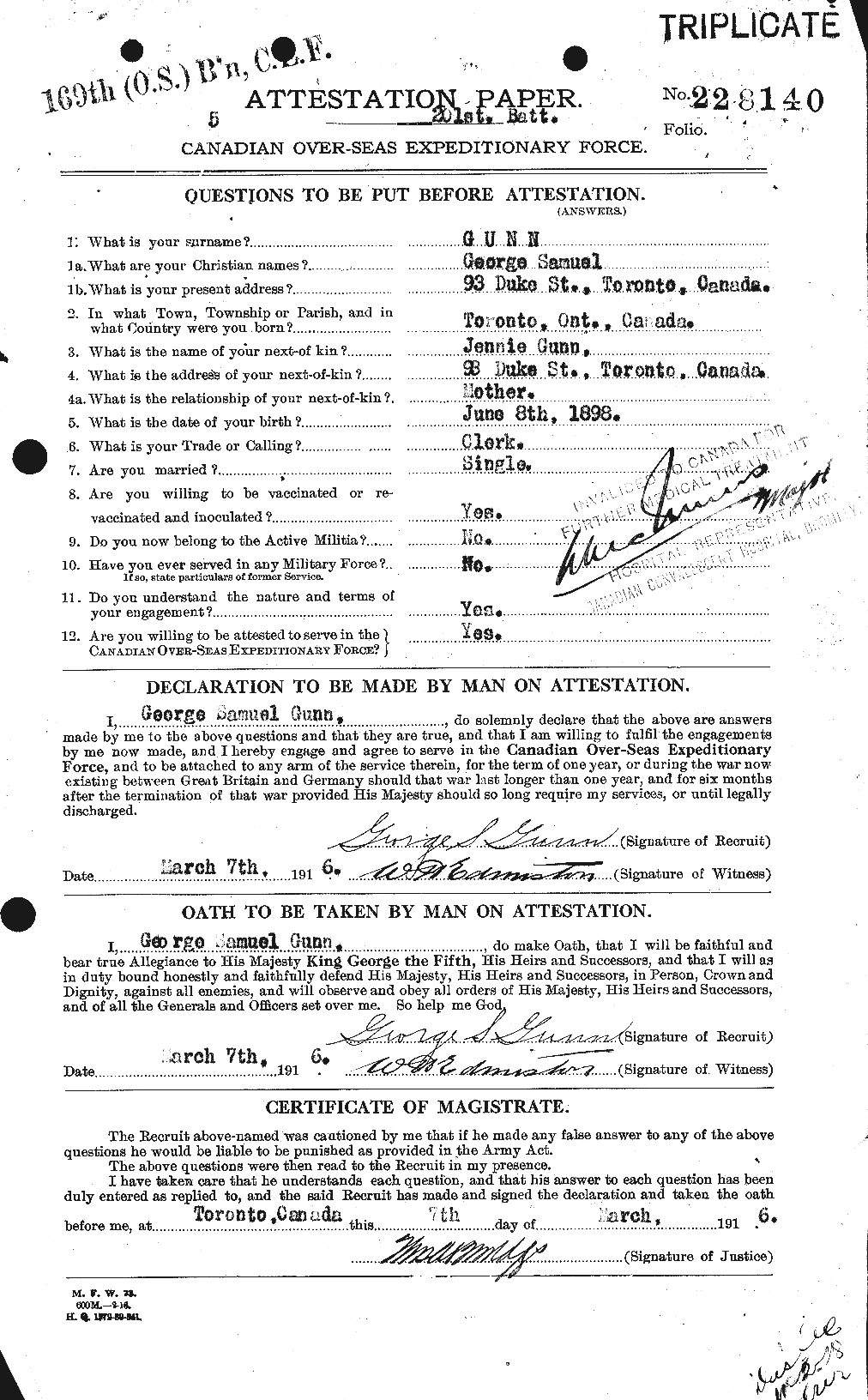Personnel Records of the First World War - CEF 369245a