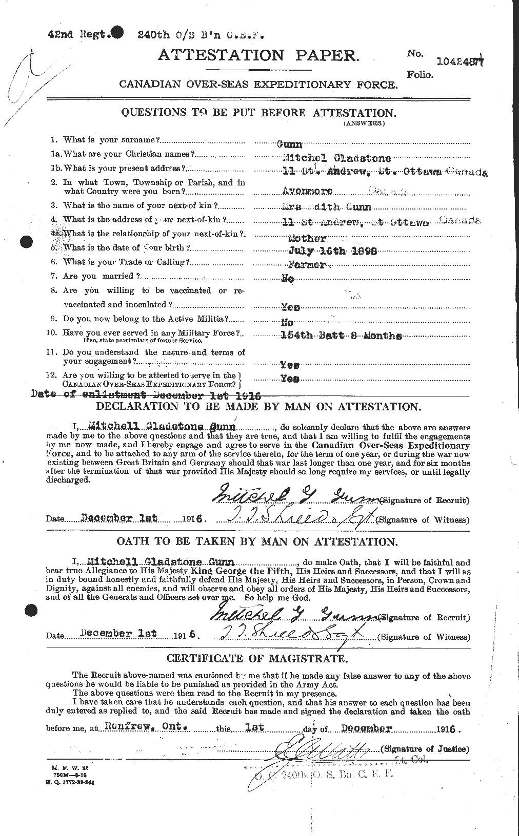 Personnel Records of the First World War - CEF 369246a