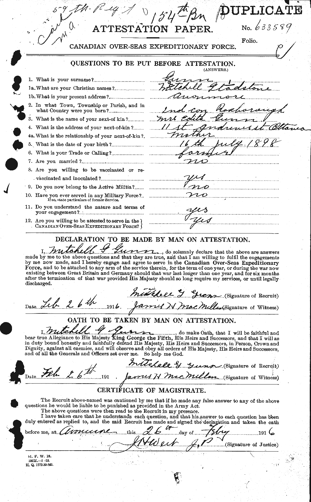 Personnel Records of the First World War - CEF 369247a
