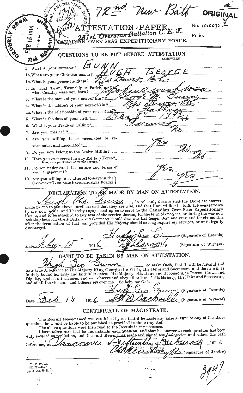 Personnel Records of the First World War - CEF 369263a