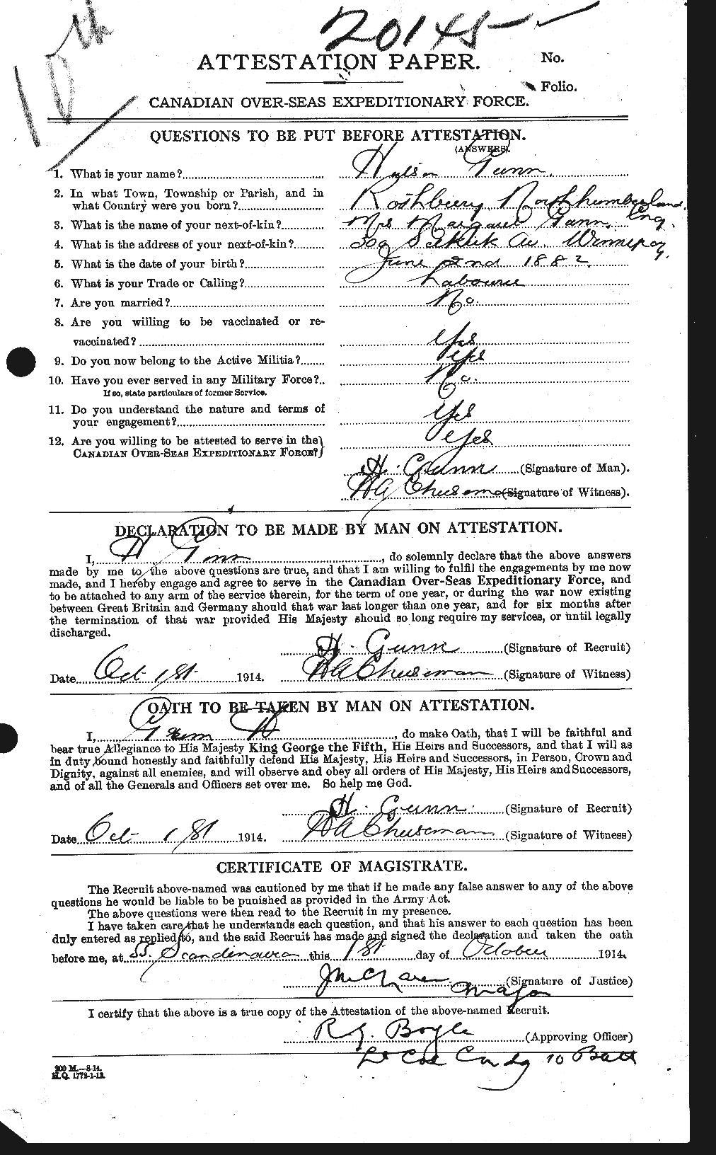 Personnel Records of the First World War - CEF 369264a