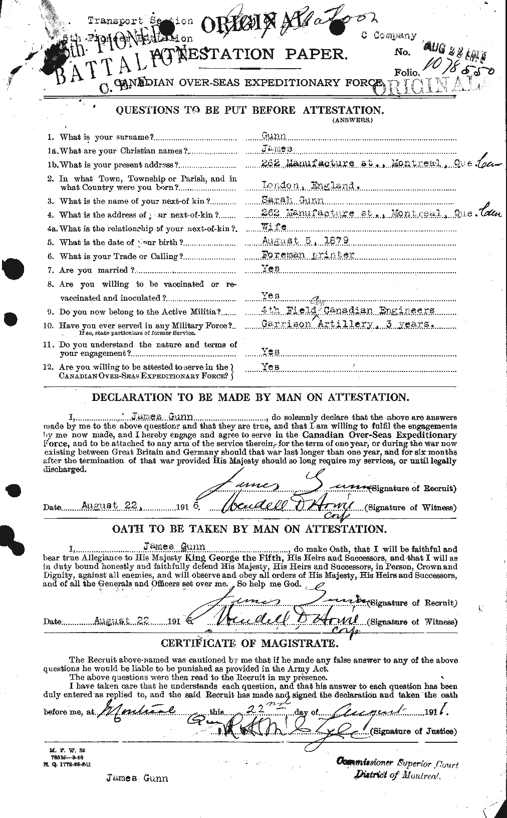 Personnel Records of the First World War - CEF 369266a