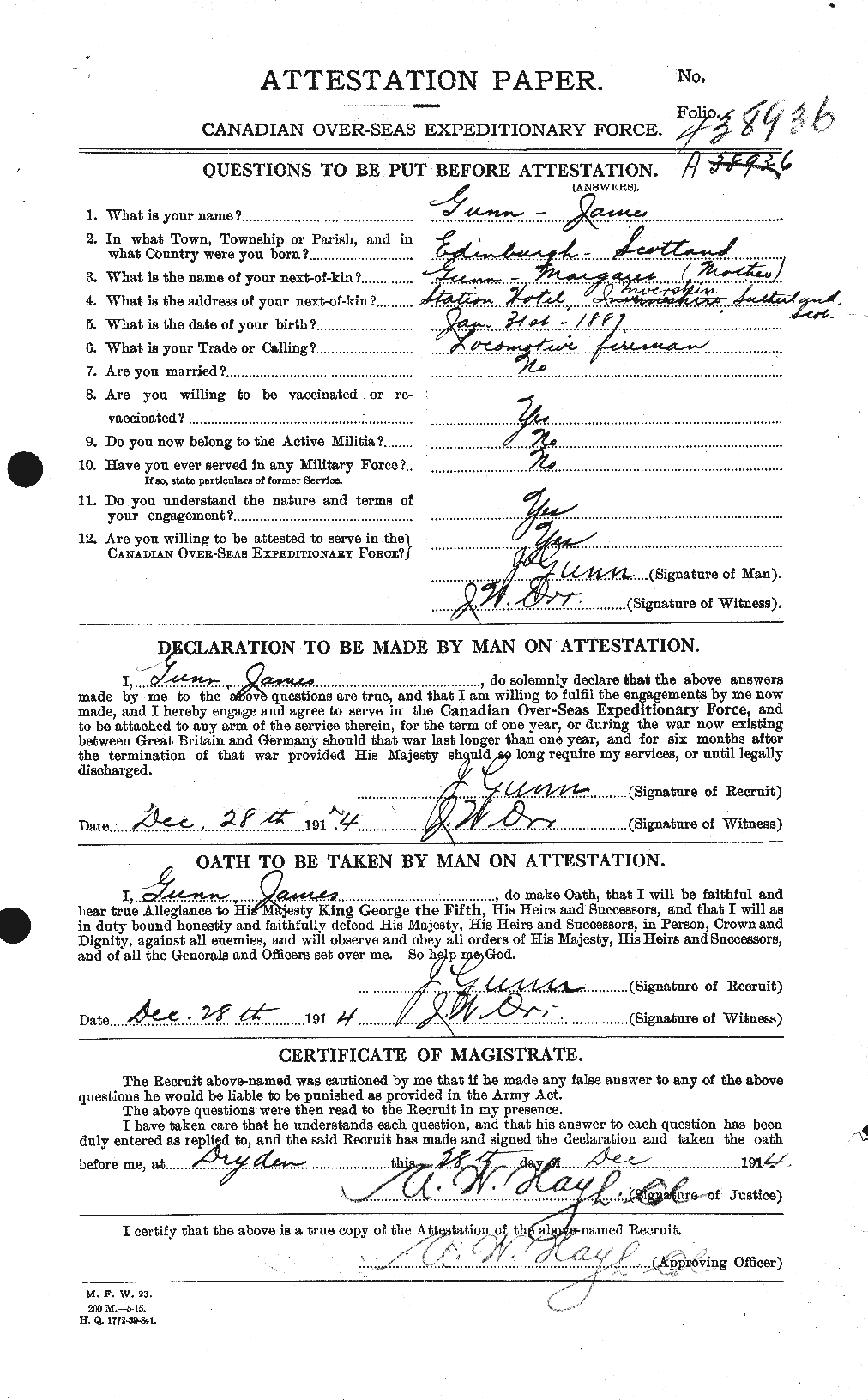Personnel Records of the First World War - CEF 369267a