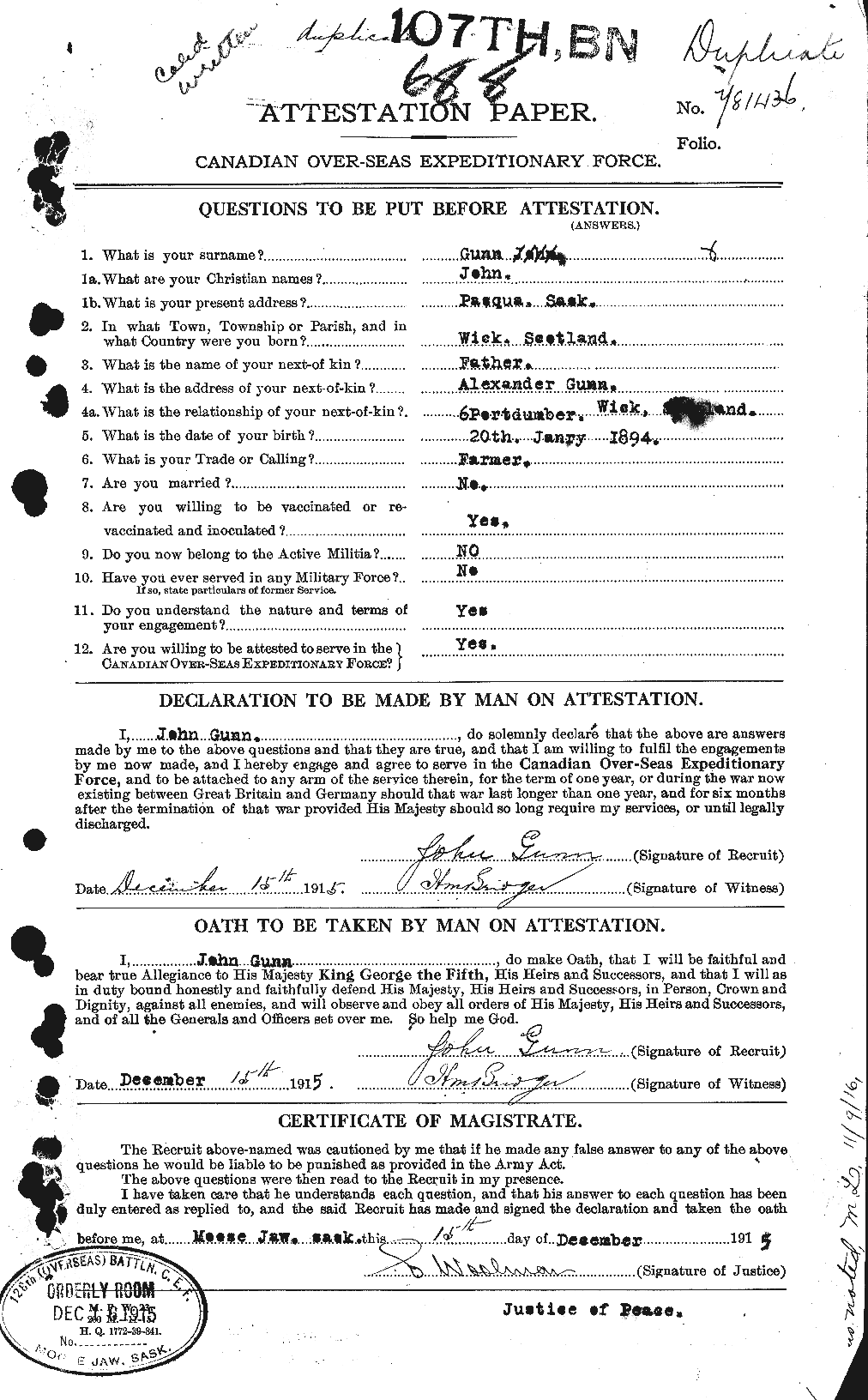 Personnel Records of the First World War - CEF 369283a