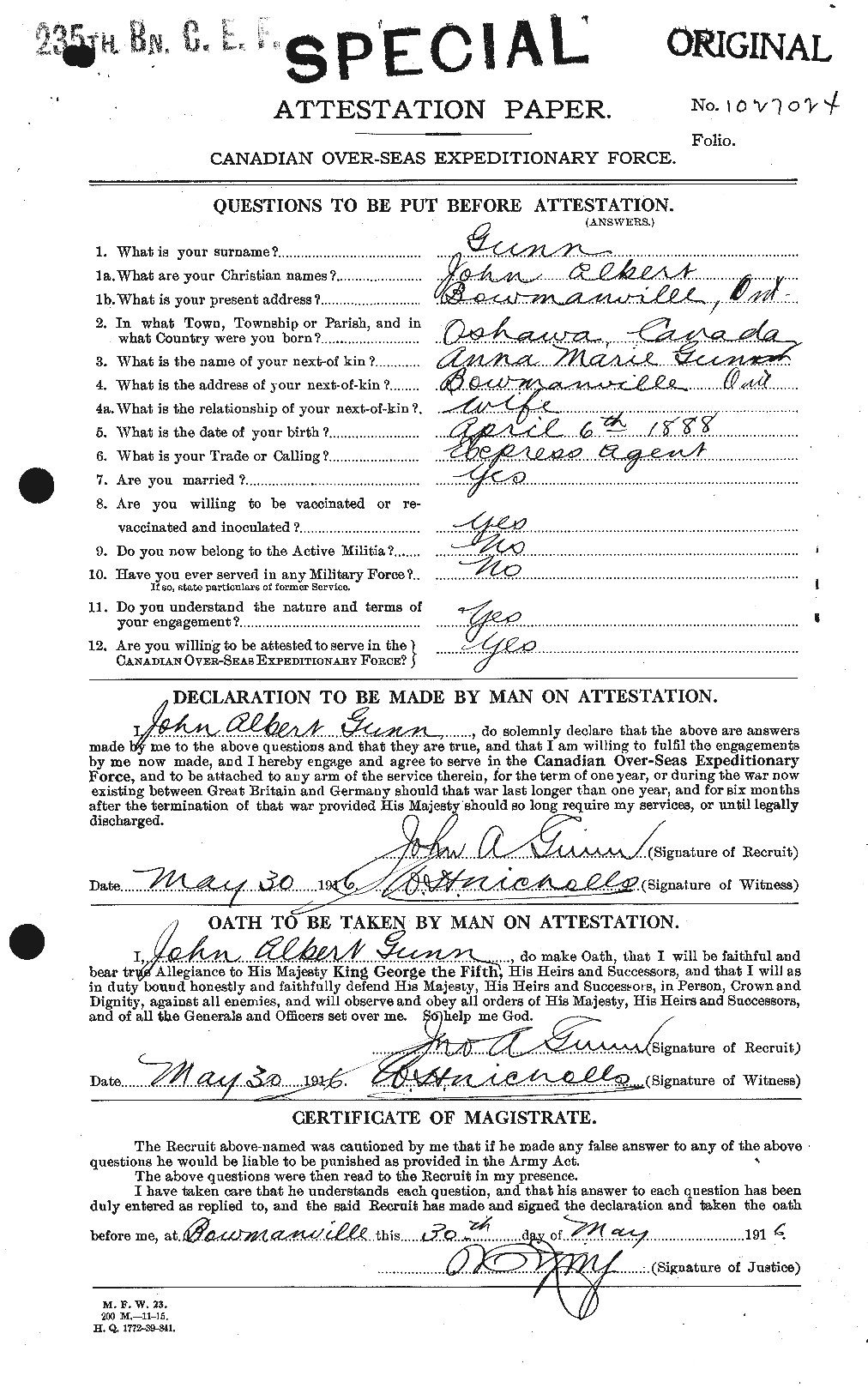 Personnel Records of the First World War - CEF 369291a