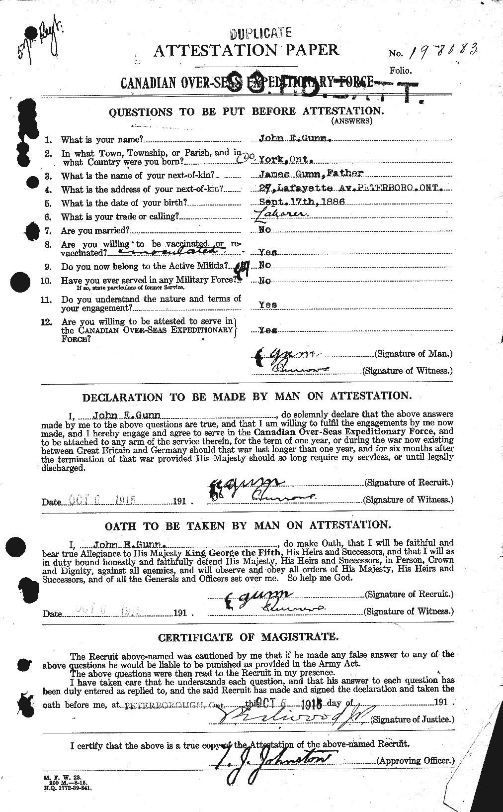 Personnel Records of the First World War - CEF 369294a