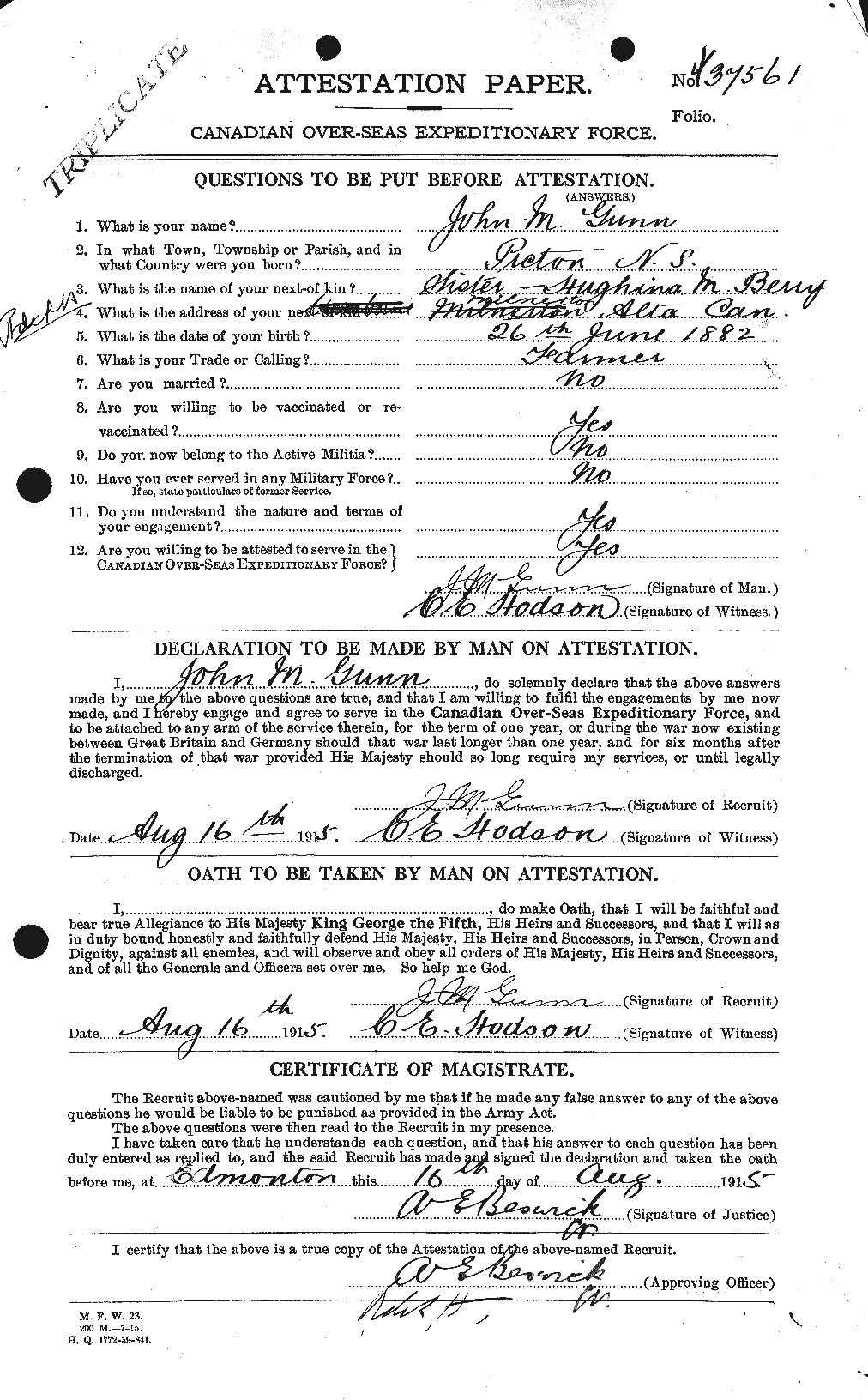 Personnel Records of the First World War - CEF 369297a