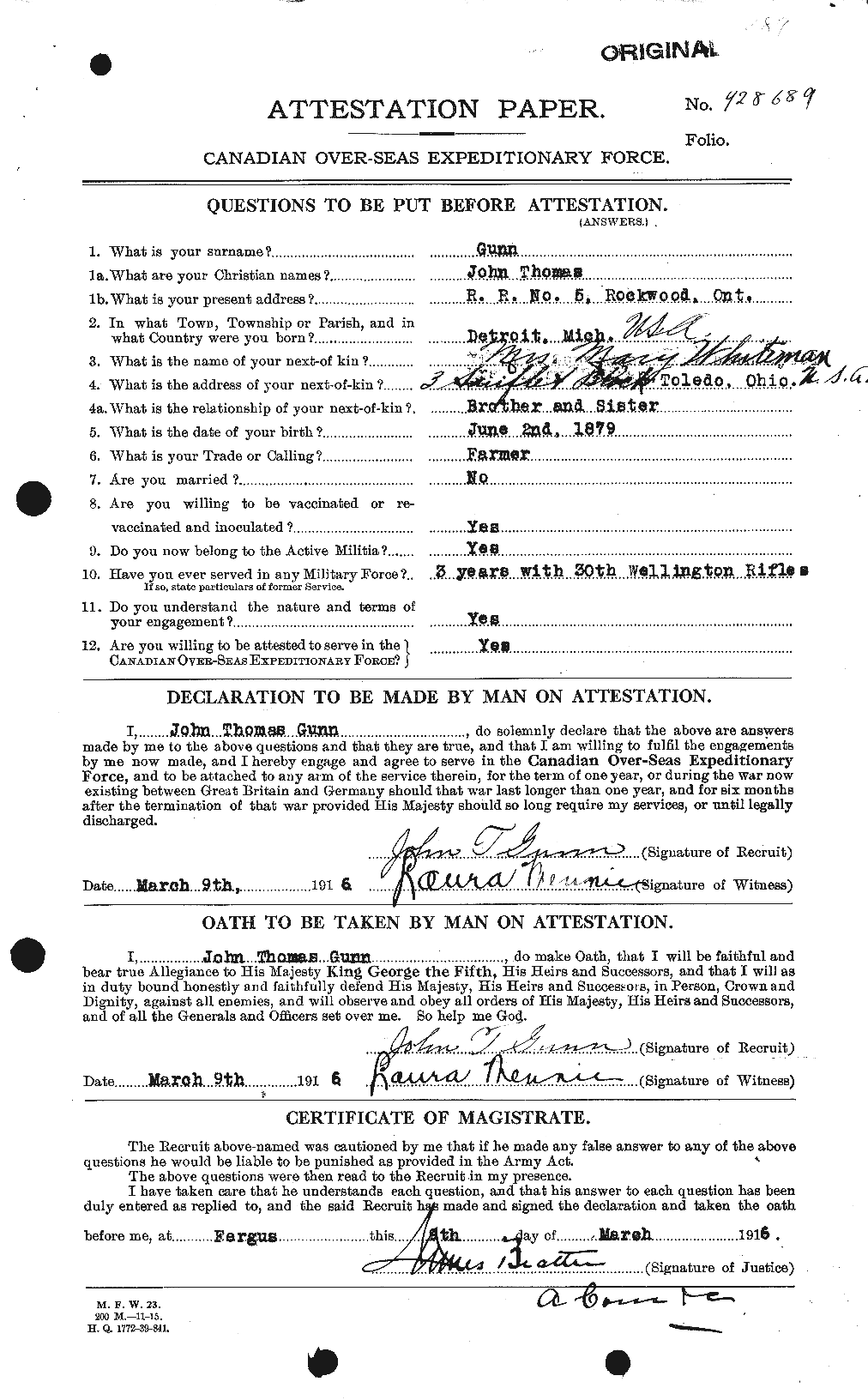 Personnel Records of the First World War - CEF 369303a