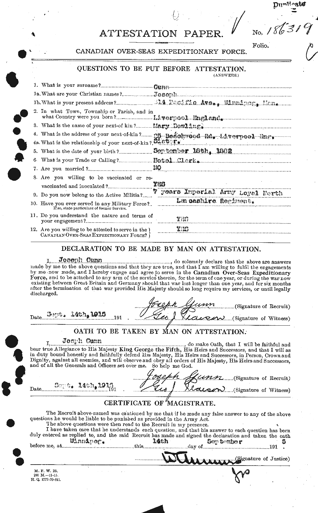 Personnel Records of the First World War - CEF 369305a