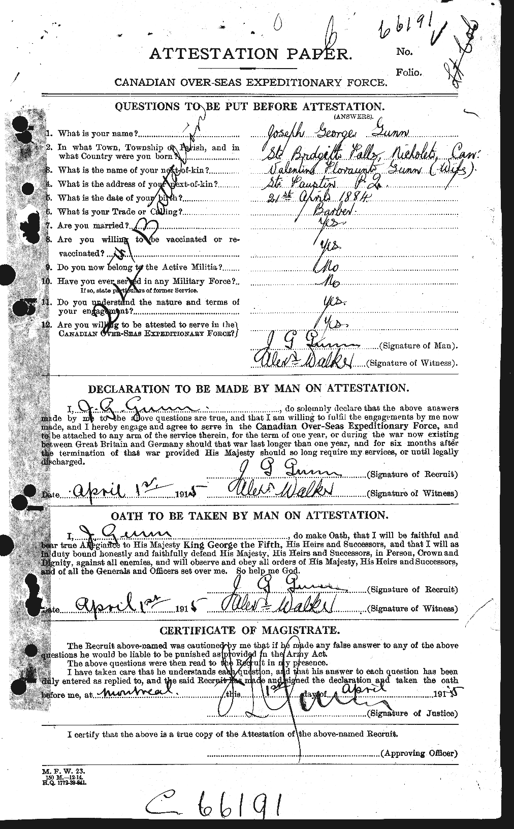 Personnel Records of the First World War - CEF 369309a