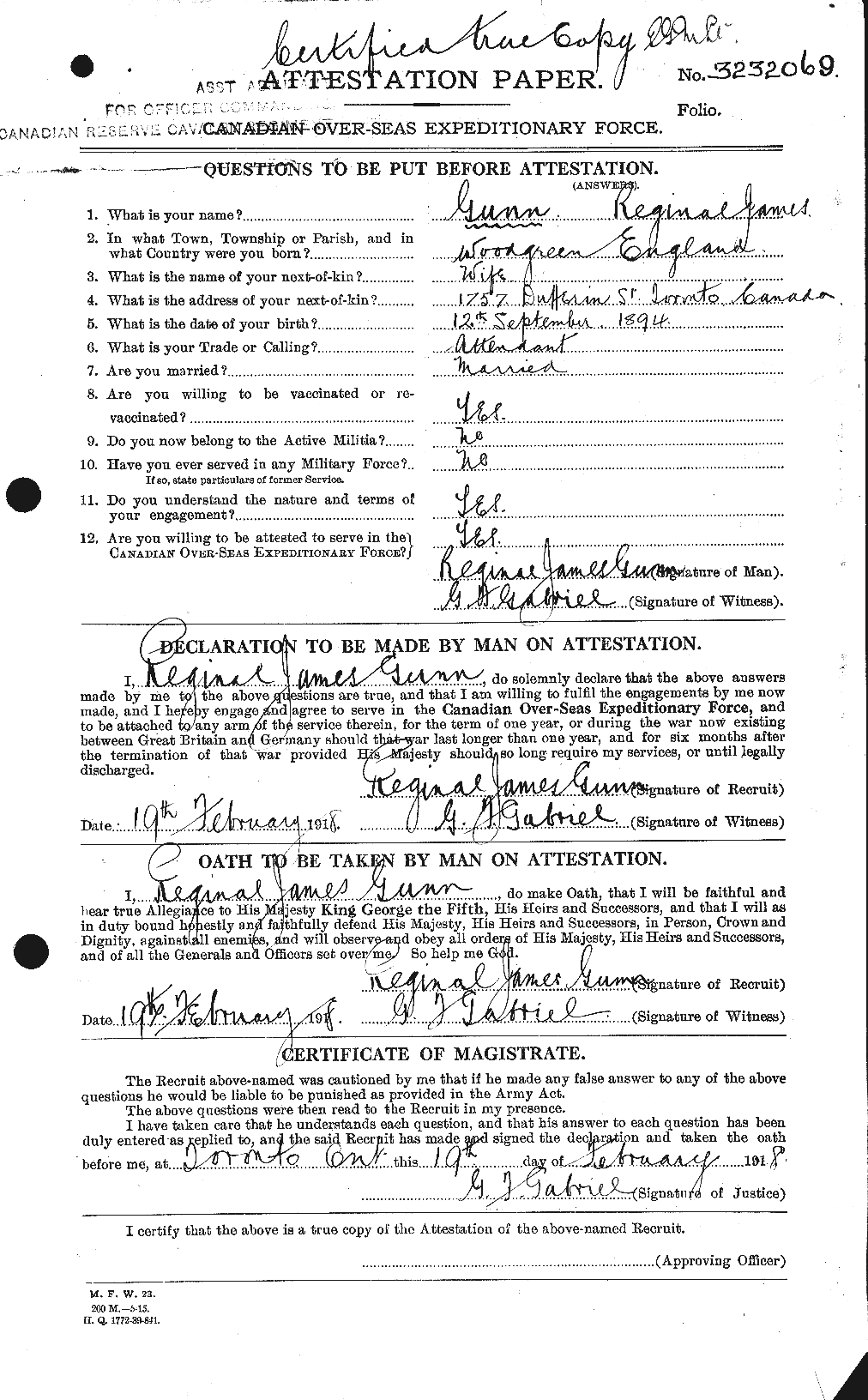 Personnel Records of the First World War - CEF 369321a