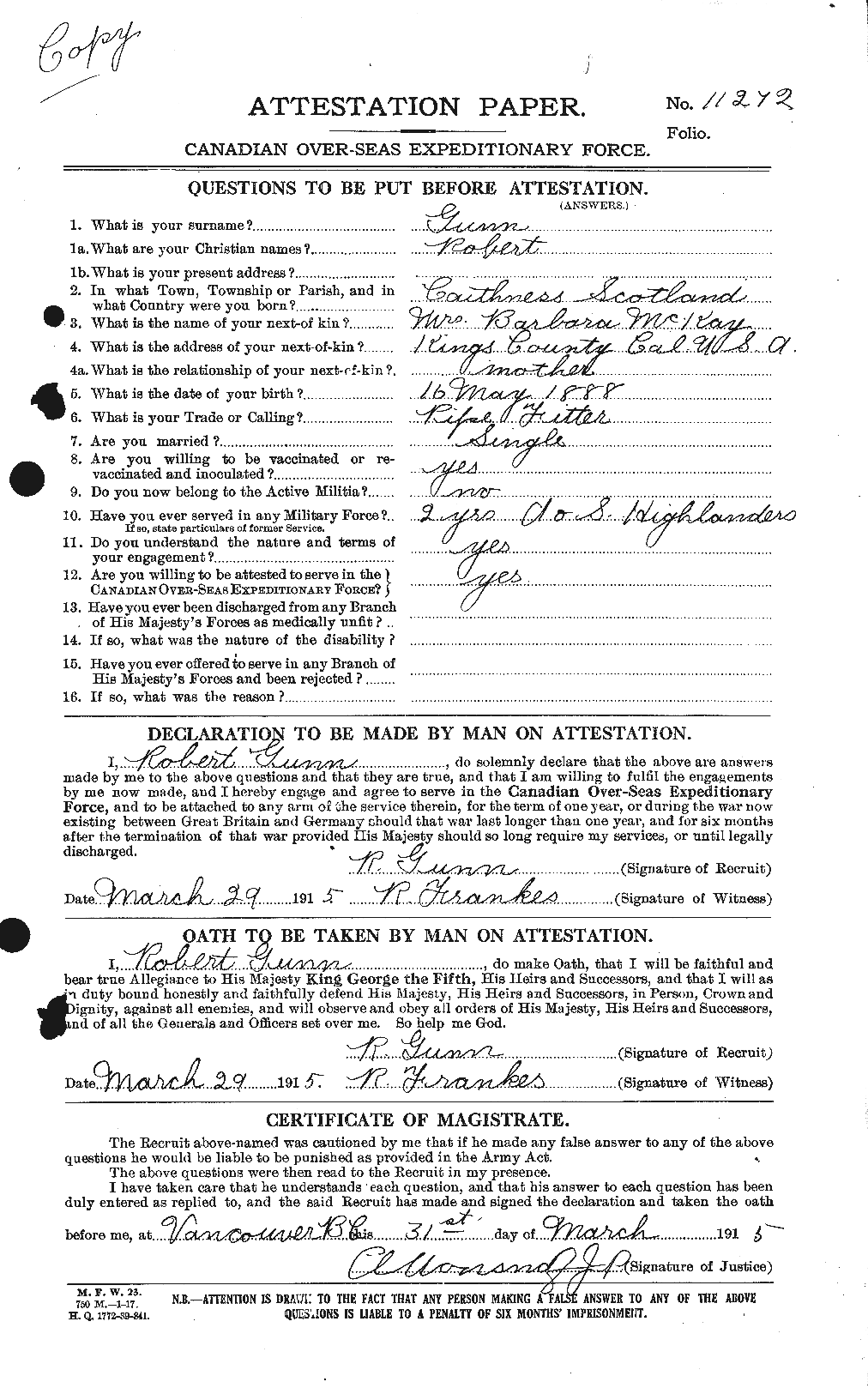 Personnel Records of the First World War - CEF 369324a