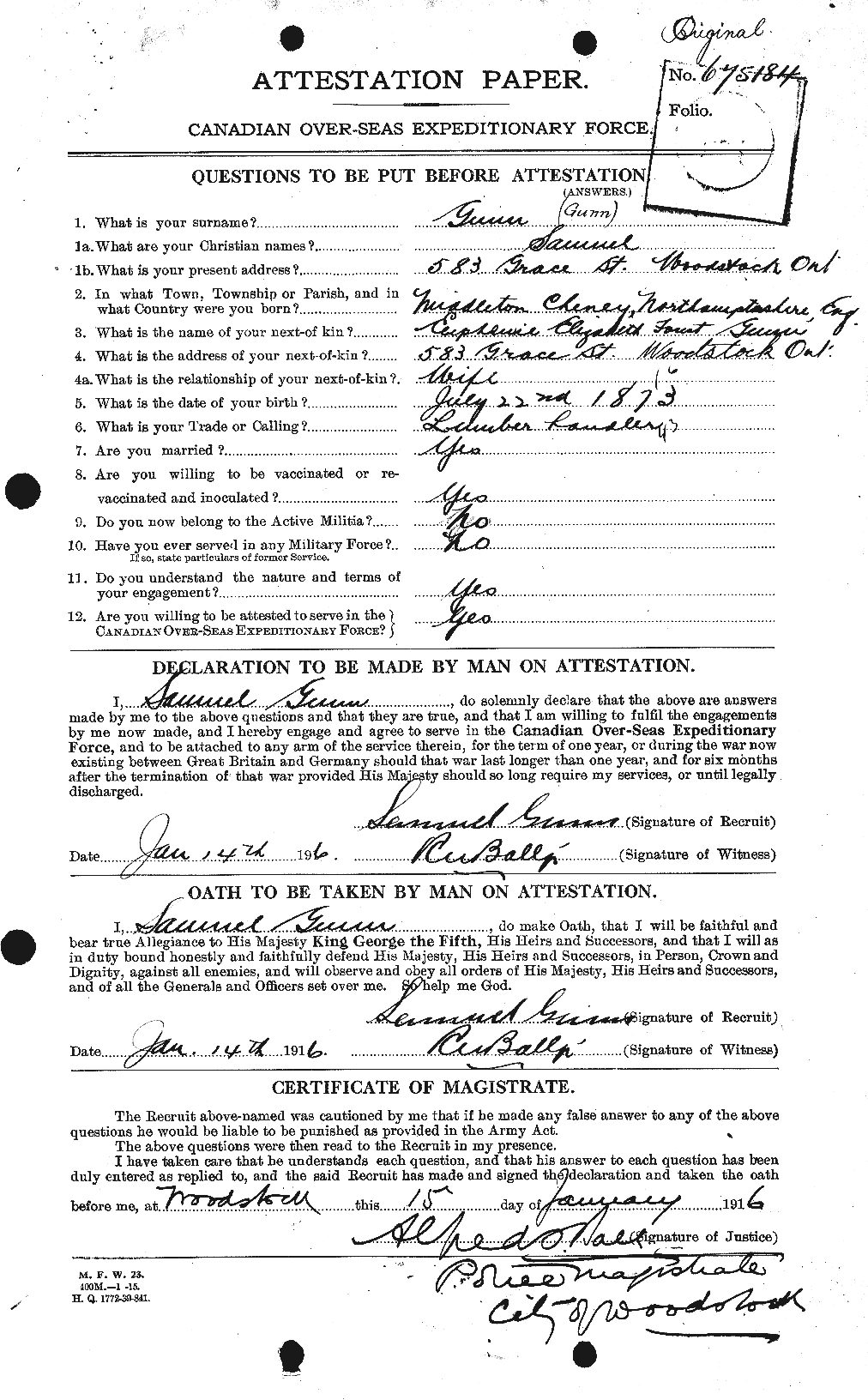 Personnel Records of the First World War - CEF 369330a