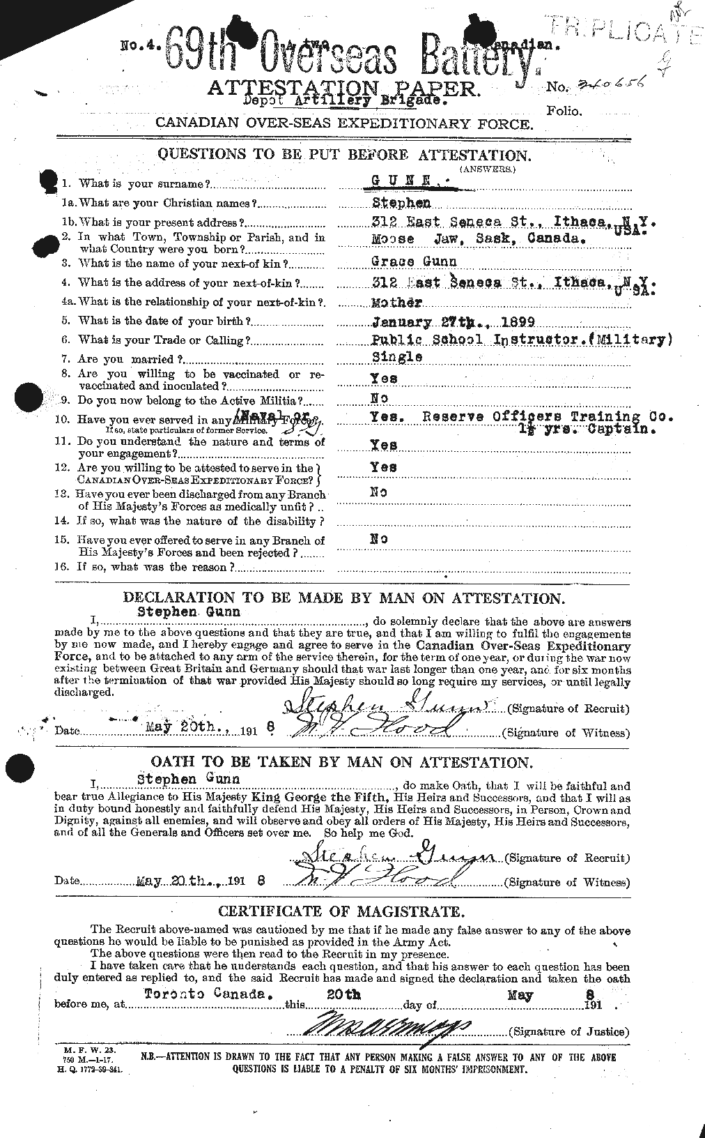 Personnel Records of the First World War - CEF 369335a
