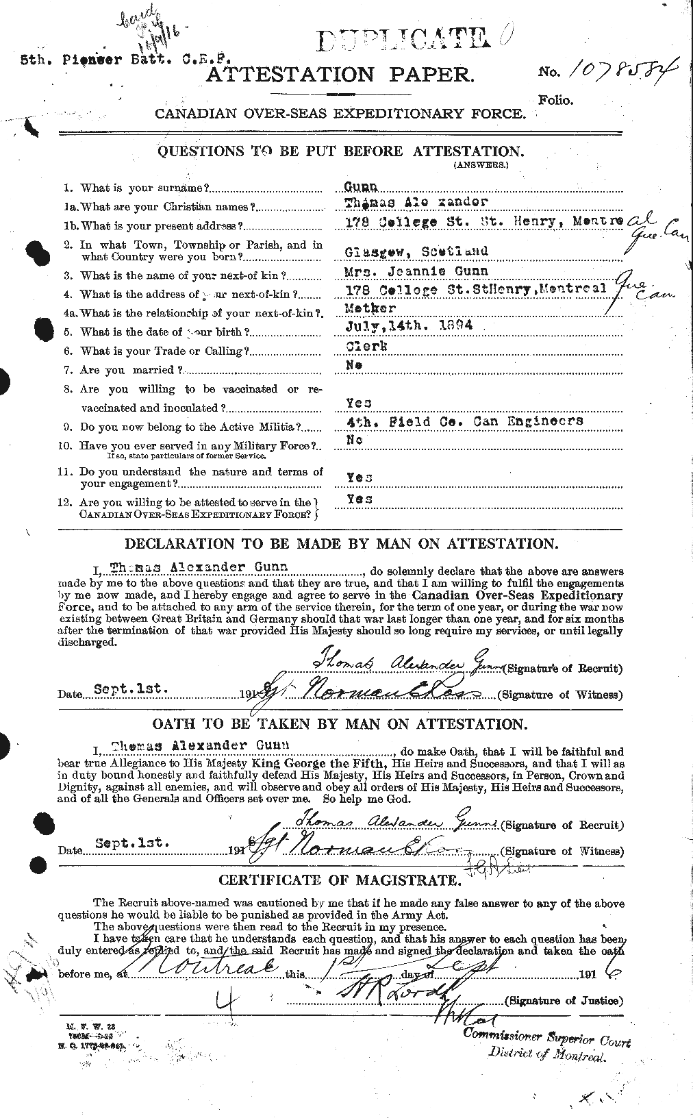Personnel Records of the First World War - CEF 369338a